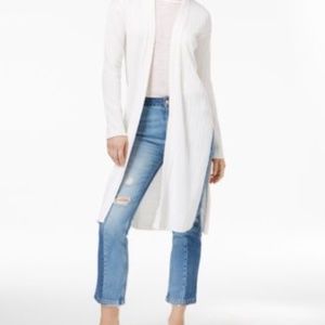 Free People Ribby Rib long white linen cotton cardigan S.